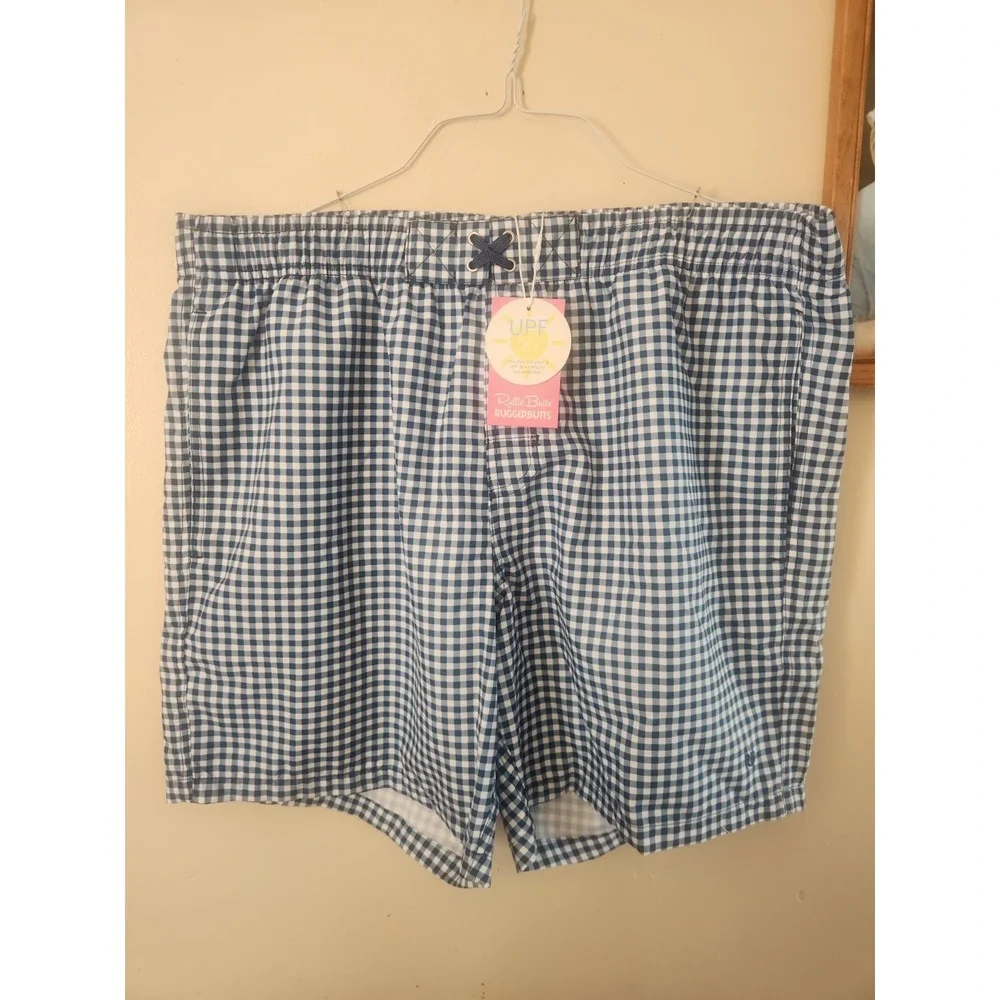 NWT Mens‎ Rugged Butts Blue Gingham Check Swim Trunks Size XL Preppy Summer